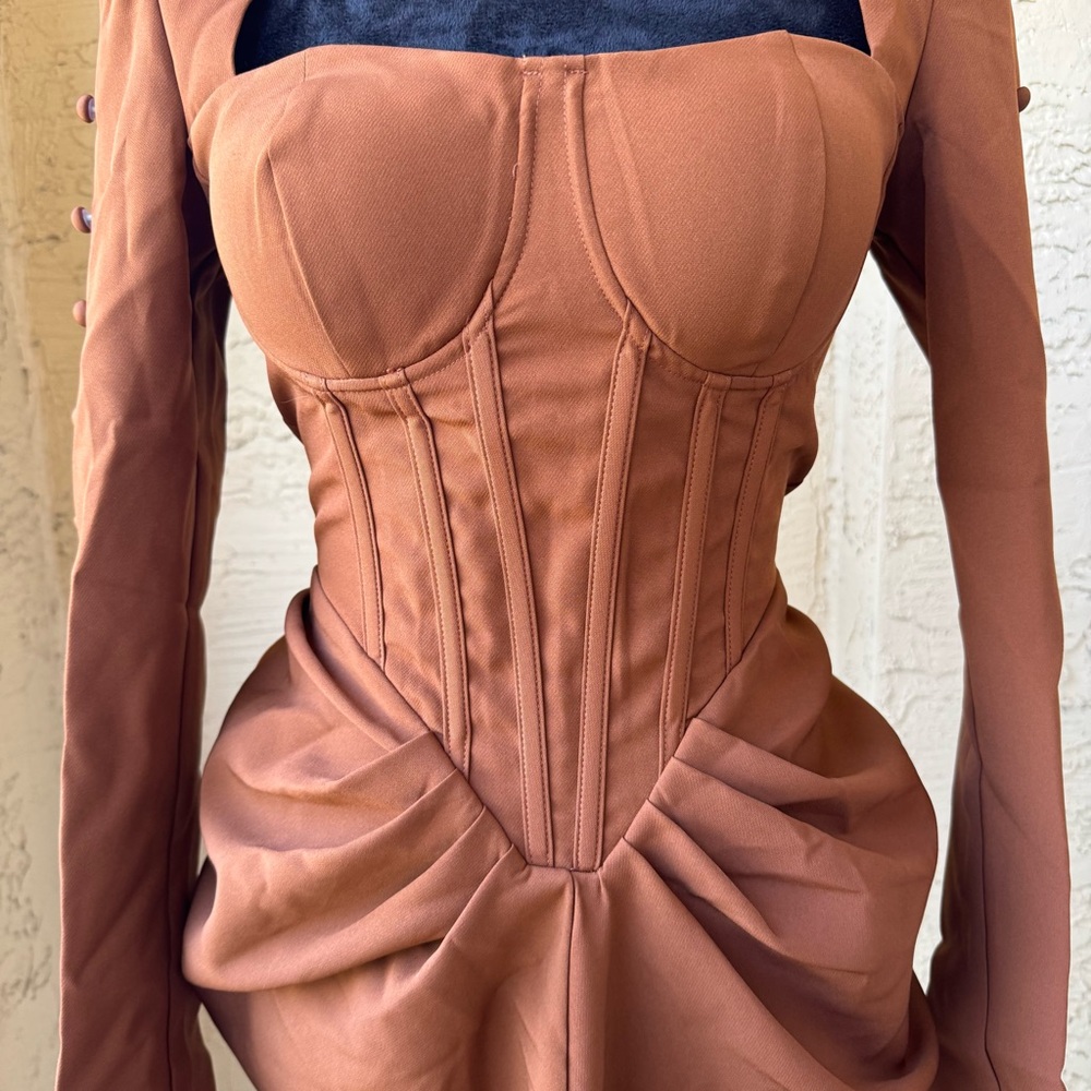 Donnee par Dieu Dusk Till Dawn' Bustier Dress Sz S in Chocolate - Picture 7 of 14